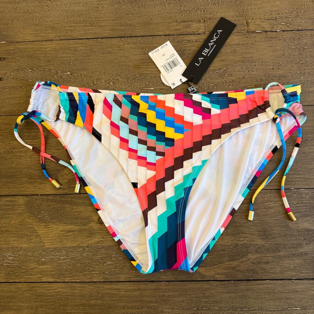 La Blanca Women's Size 14 NWT Slice of Paradise String Tie Bikini Bottom $76 UPF